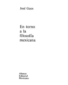 Cover of En Torno a La Filosofía Mexicana